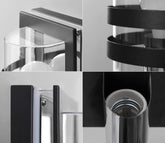 Close-up of the black powder-coated finish on the Alpha Lights wall lantern